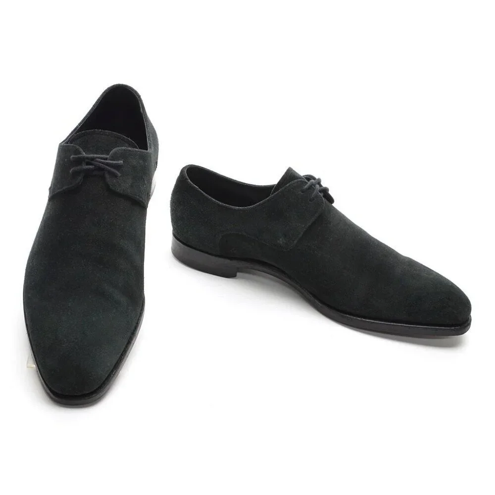 Men Barker Black Wallace Made in England Black Nubuck Oxfords 7.5